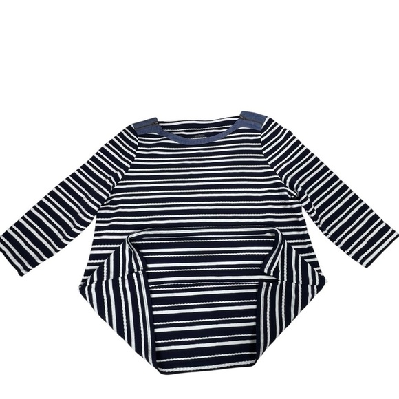 TALBOTS Navy Blue and White Striped Nautica Harbor 3/4 Sleeves Top Women's XL - Picture 9 of 16